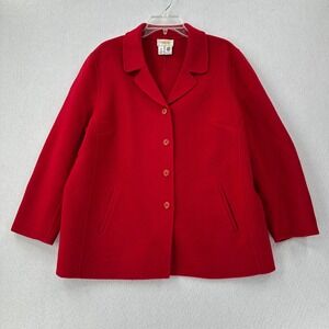 VTG Talbots Blazer Jacket Size 14W Red 100% Wool Unlined Button Up‎ Coat